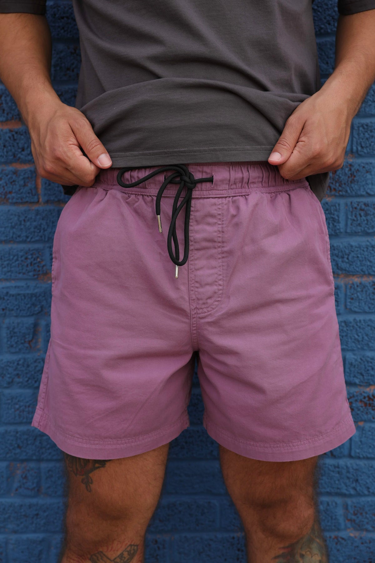 Lilac twill deck shorts