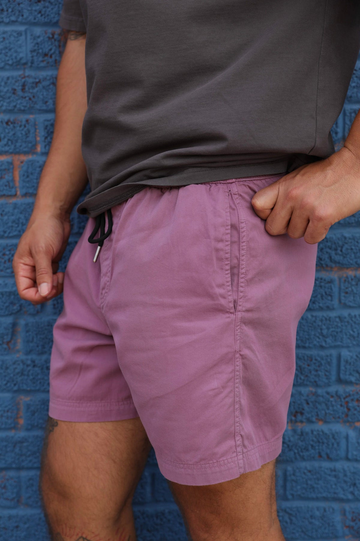 Lilac twill deck shorts