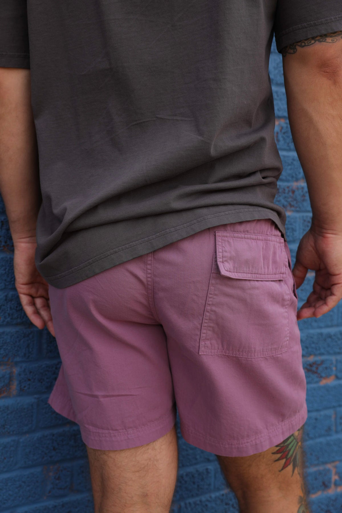 Lilac twill deck shorts