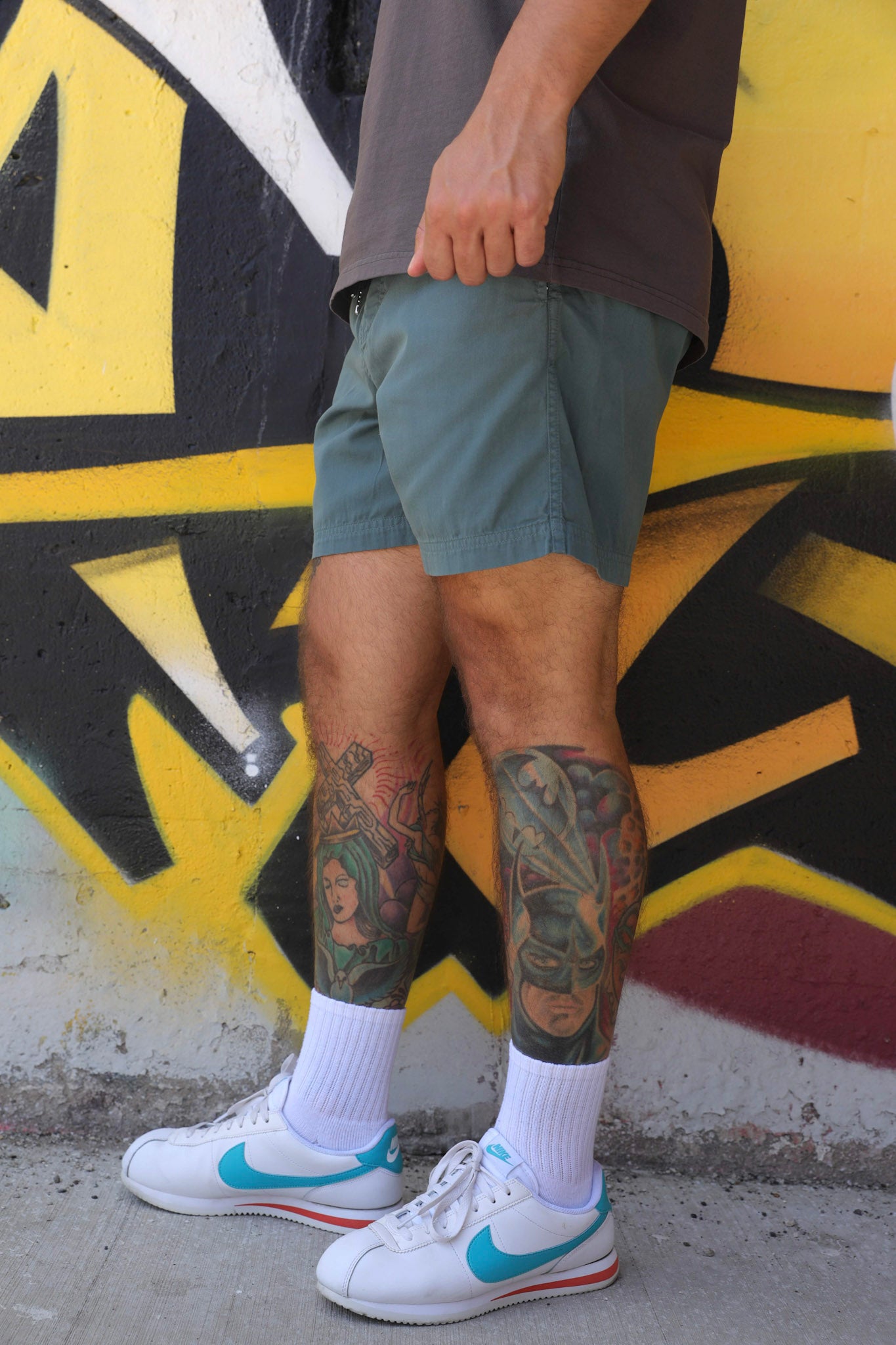 Teal twill deck shorts