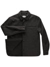 Stripe Wool shirt jacket Charcoal