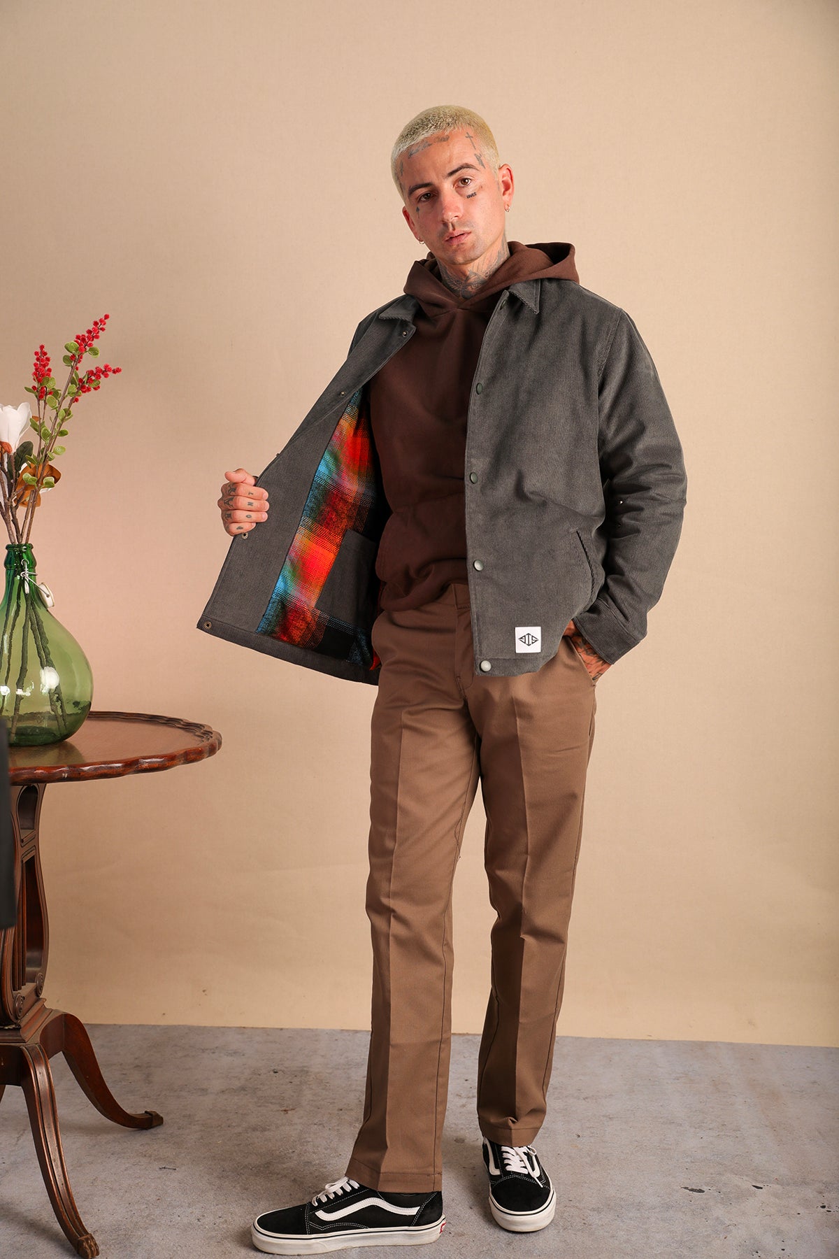 ジャケット・アウター i_am_official corduroy color check coat I_am（アイアム）の「corduroy collar check coat（ステンカラー