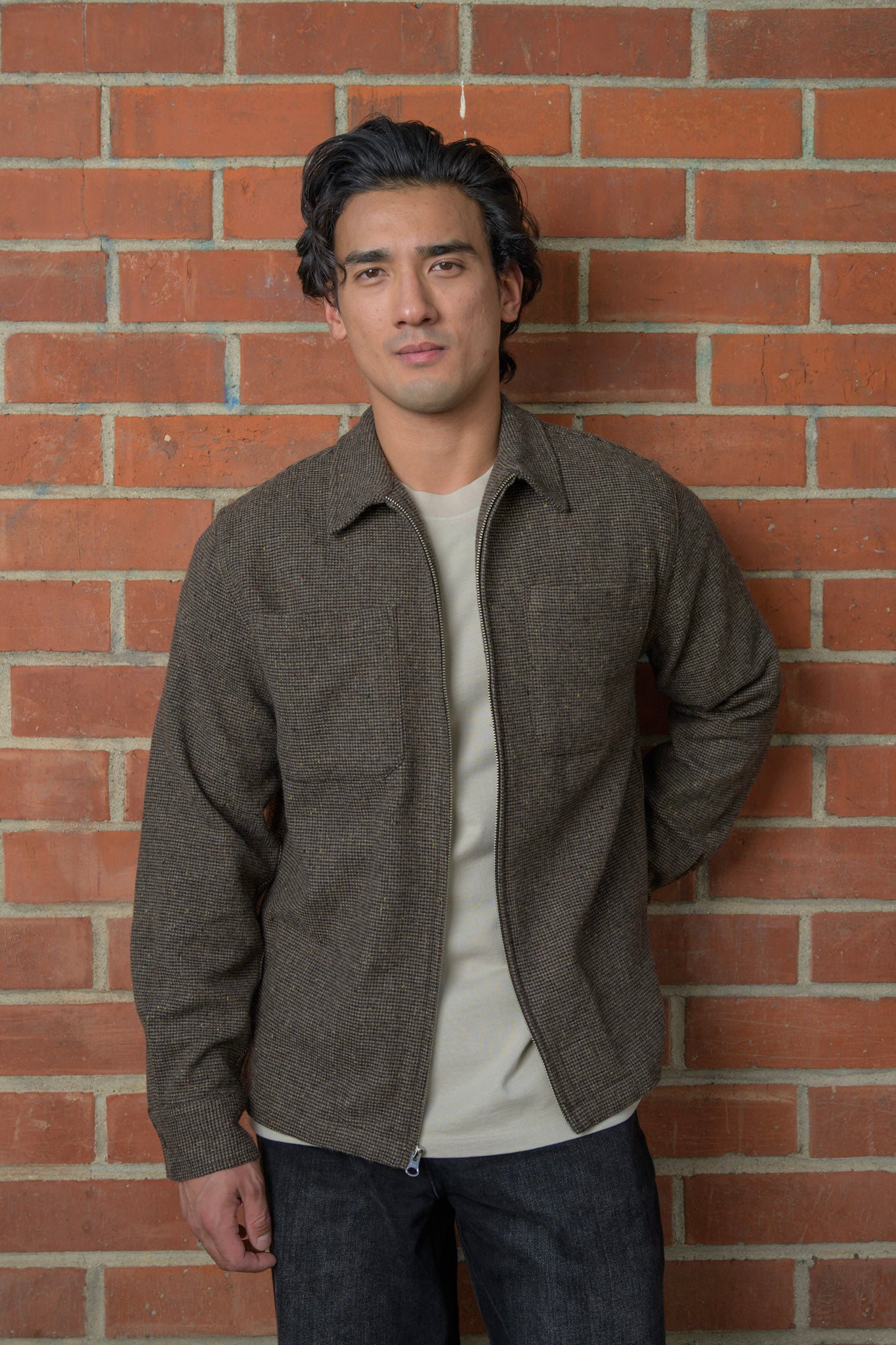 Tweed Zip-up Old World