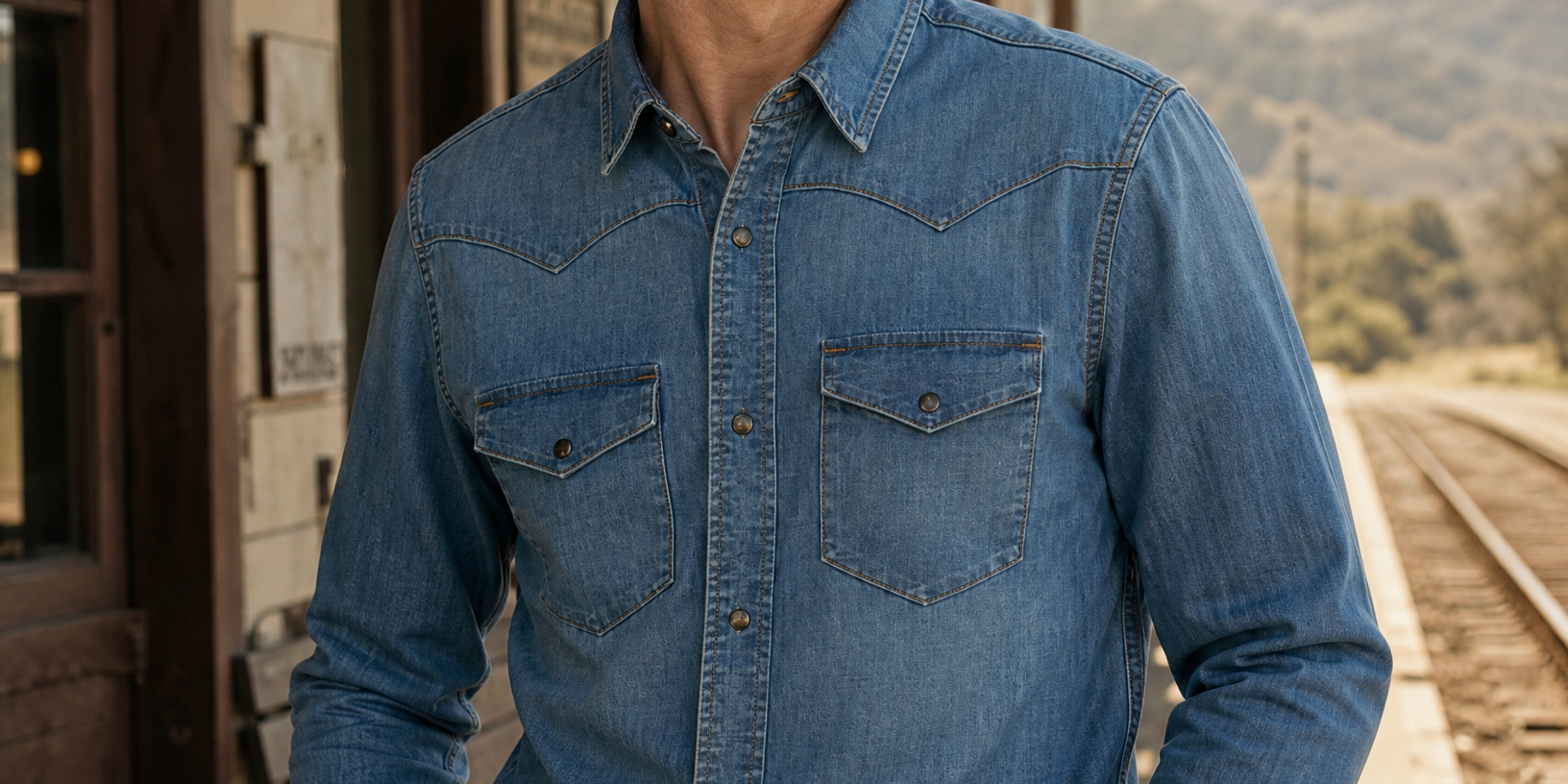 GeneratedwithKive.ai-awhitemalemodelwithshortbrownwavyhair_37yearsold_withnofacialhair_infrontofanoldtrainstationwearingMidwesternStandardShirt.png