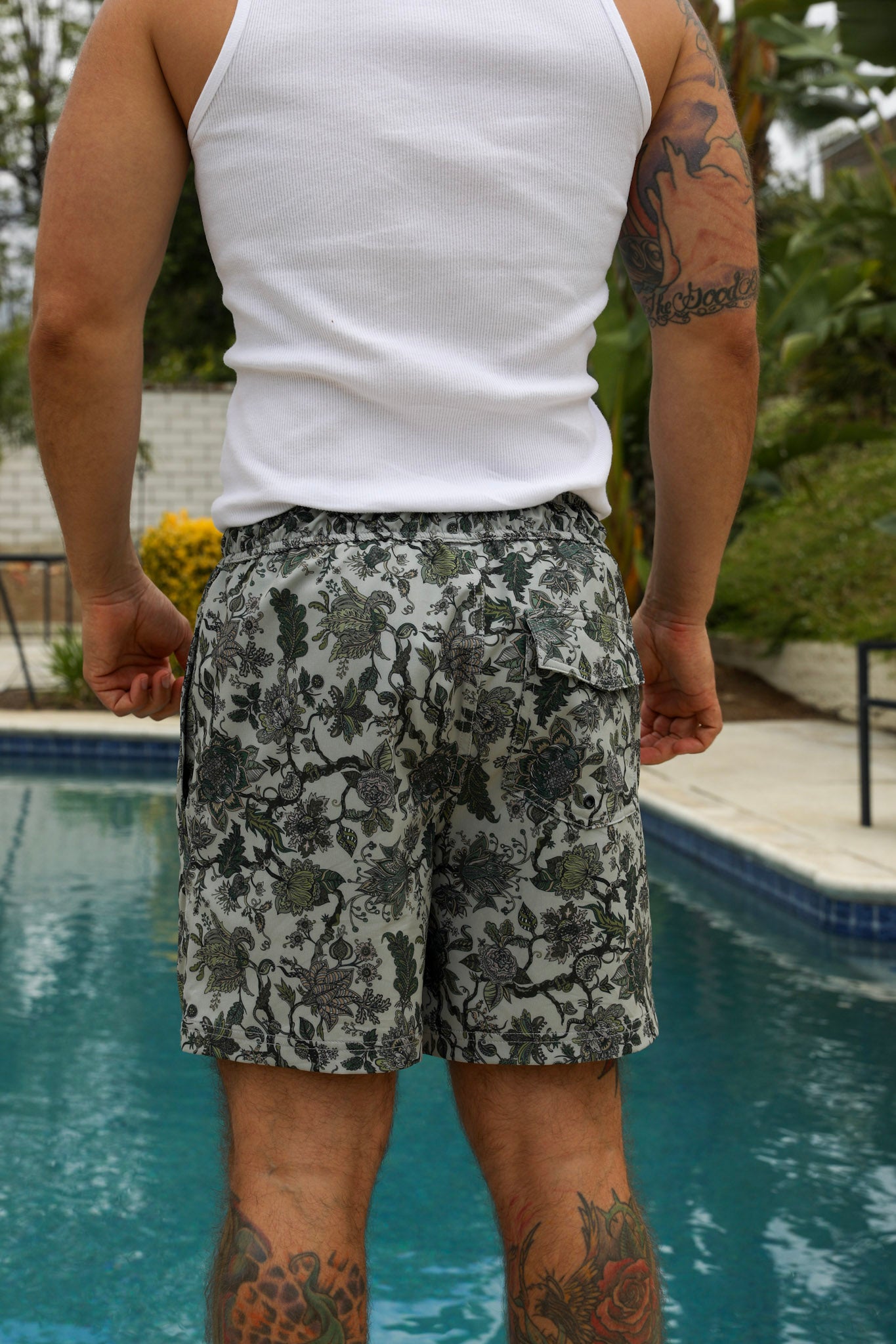 paisley swim trunks